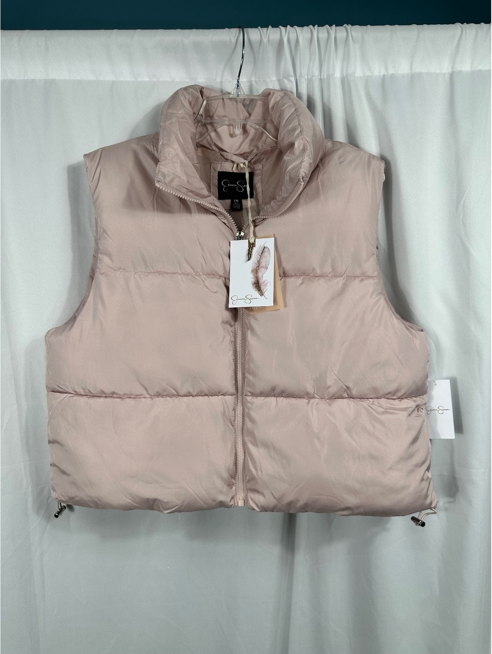 Jessica Simpson Water Resistant Puffer Vest in Light Pink, Size Large